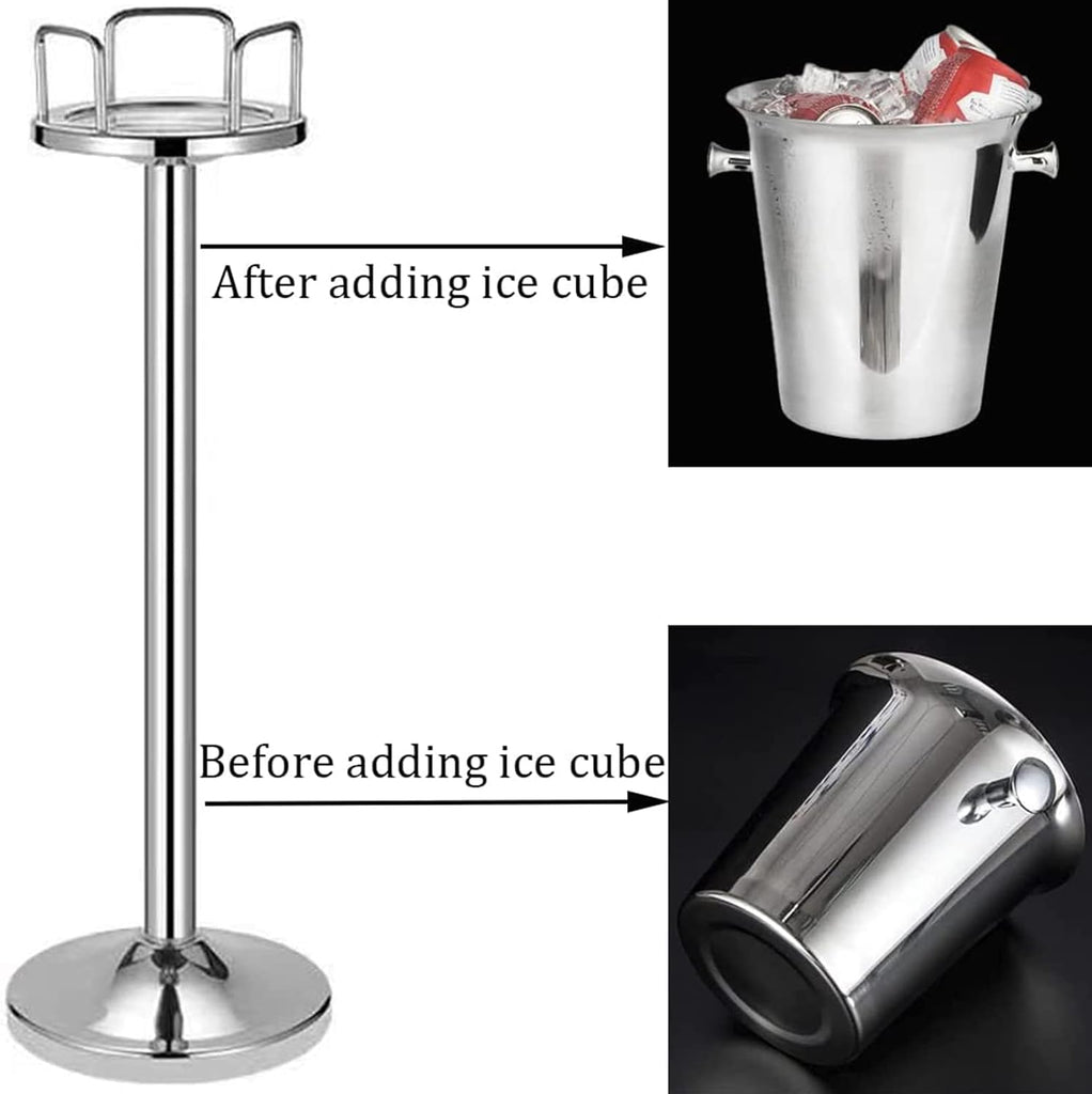 35.83" Ice Bucket with Stand, 5L Stainless Steel Champagne Bucket with Stand, Free Standing Ice Holder for Party