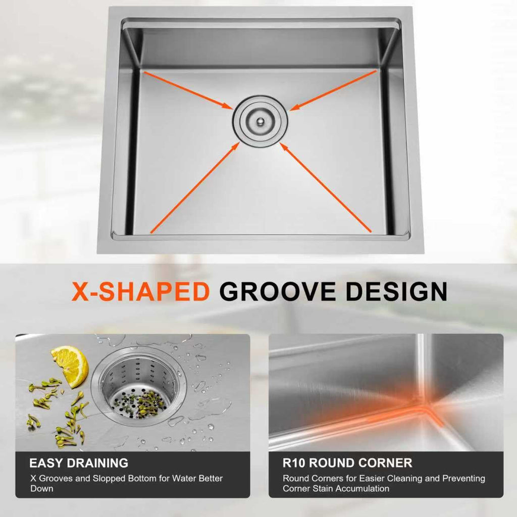23 Inch Workstation Undermount Handmade Single Bowl Kitchen Sink