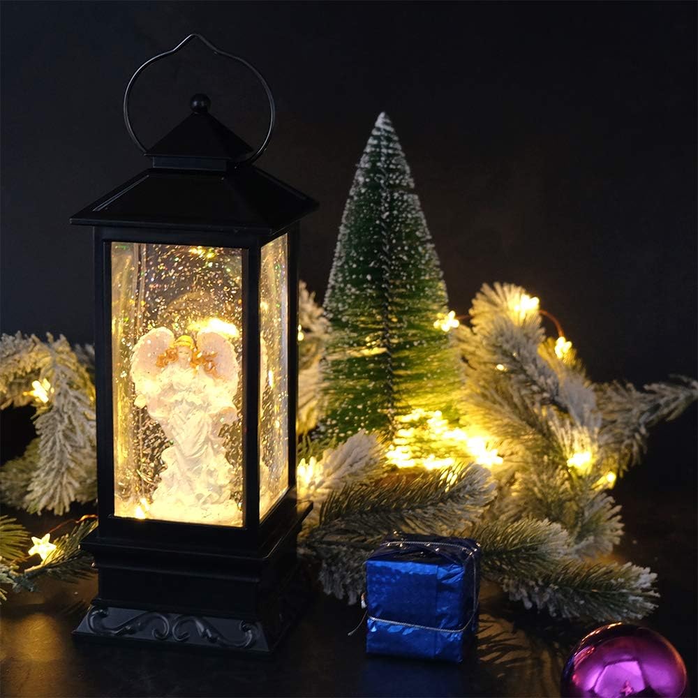 Angel Christmas Musical Snow Globe Lantern with 6 Hour Timer