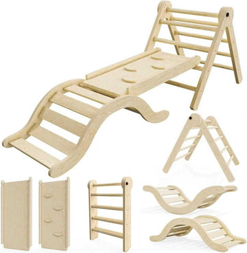 Triangle Set Climber 5 in 1, Toddler Climbing Toys Indoor Folding with Ramp & Arch for Montessori Play Gym