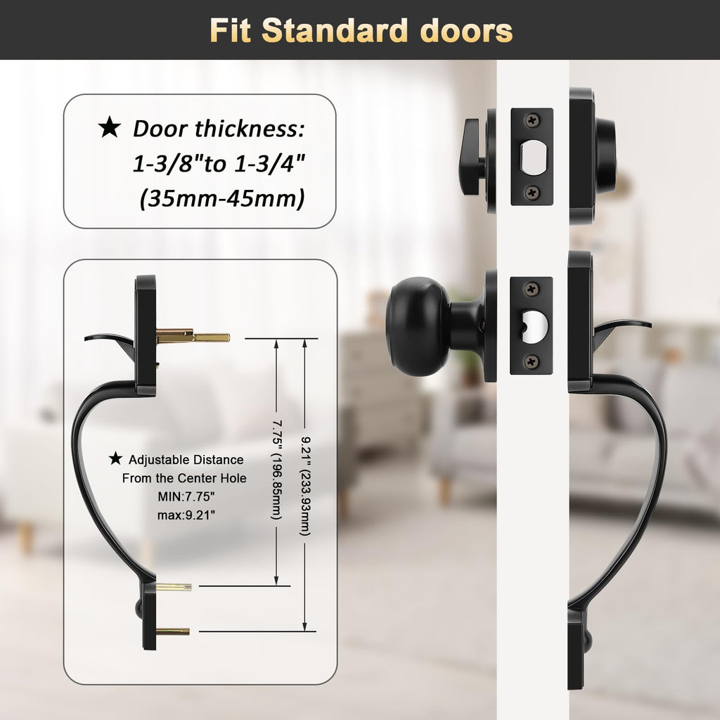Matte Black Front Door Handleset, Exterior Door Lock Set with Deadbolt Single Cylinder Front Door Knob and Deadbolt