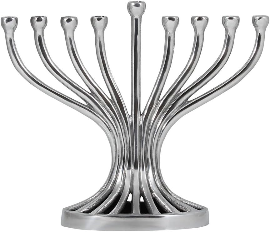 Zion Judaica Artistic Flutes Traditional Shape Aesthetic Tree Branched Candleholder Chanukiah Fits Standard Hanukkah