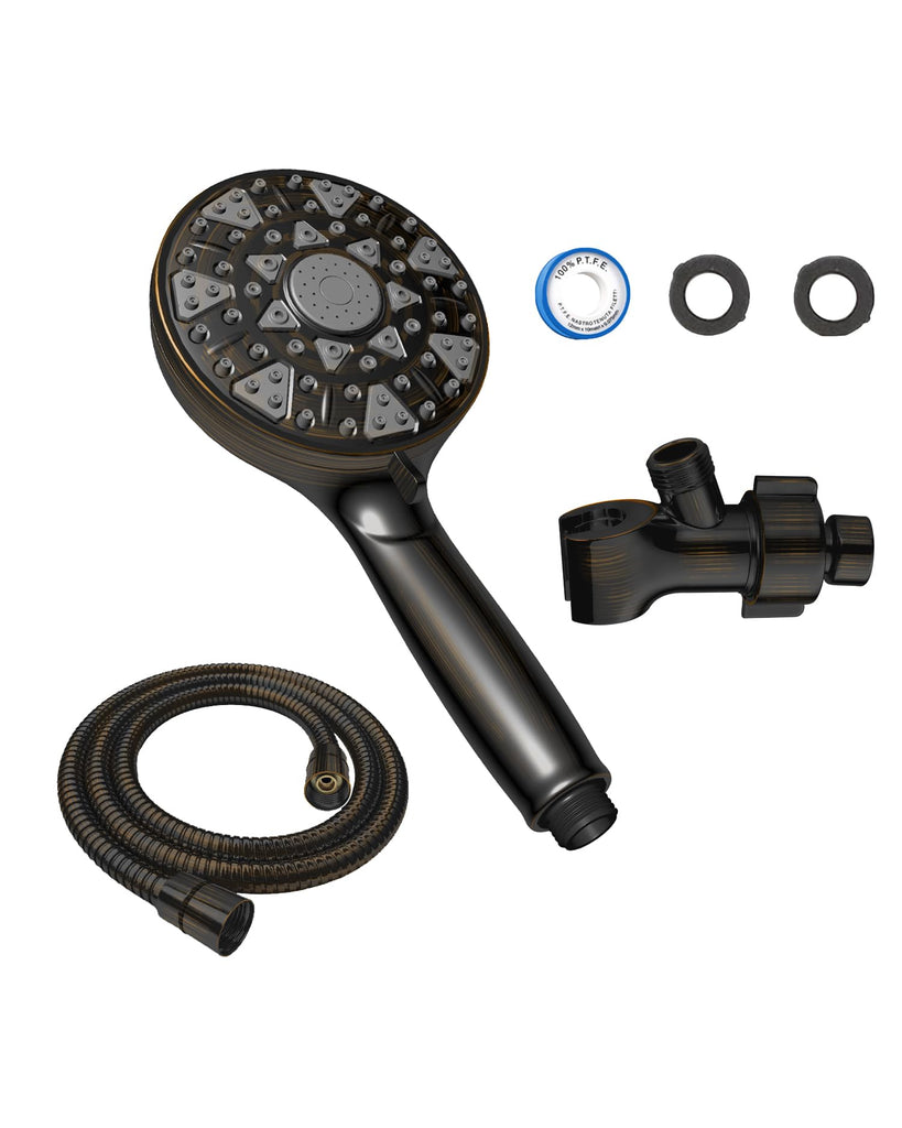 Head With Handheld 7 Settings High Pressure, Built-in Power Wash, 5" High Powerful Hand Held Rain Showerhead with