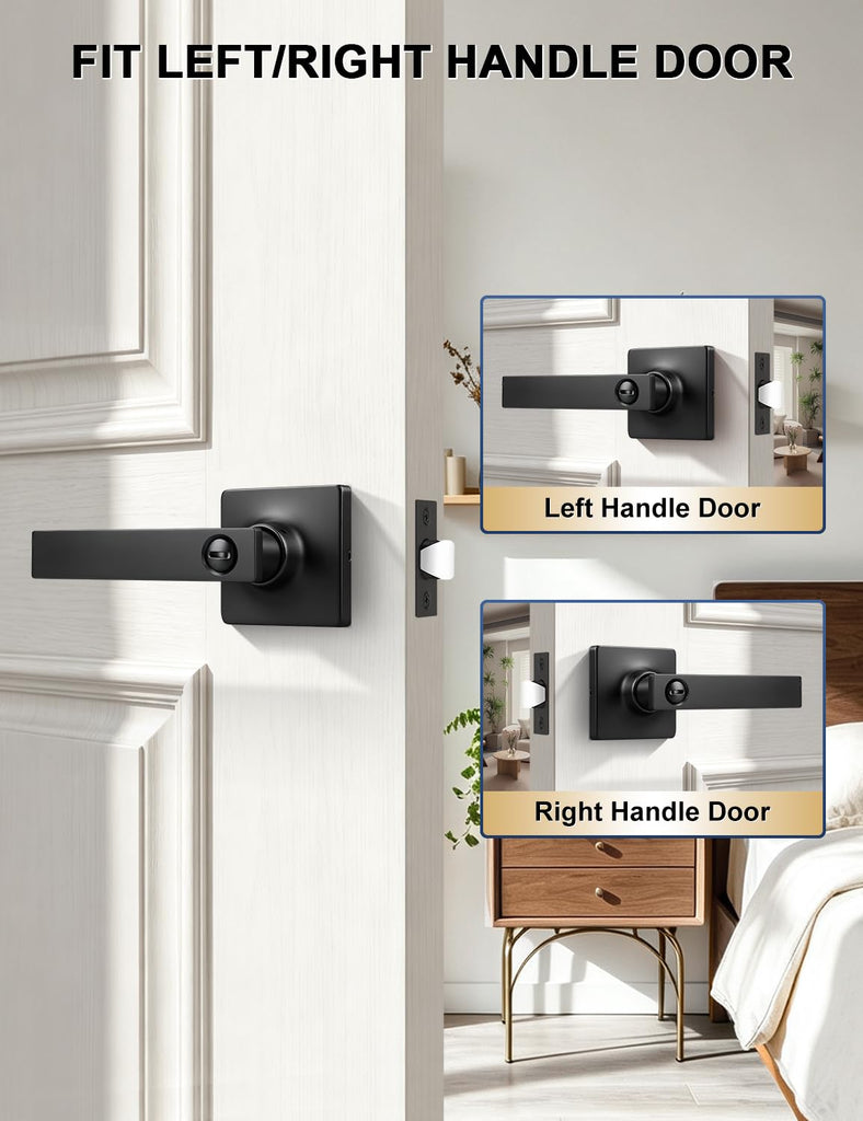 2 Pack Interior Door Handles,Black Modern Door Handle,Door Lock Privacy Lock