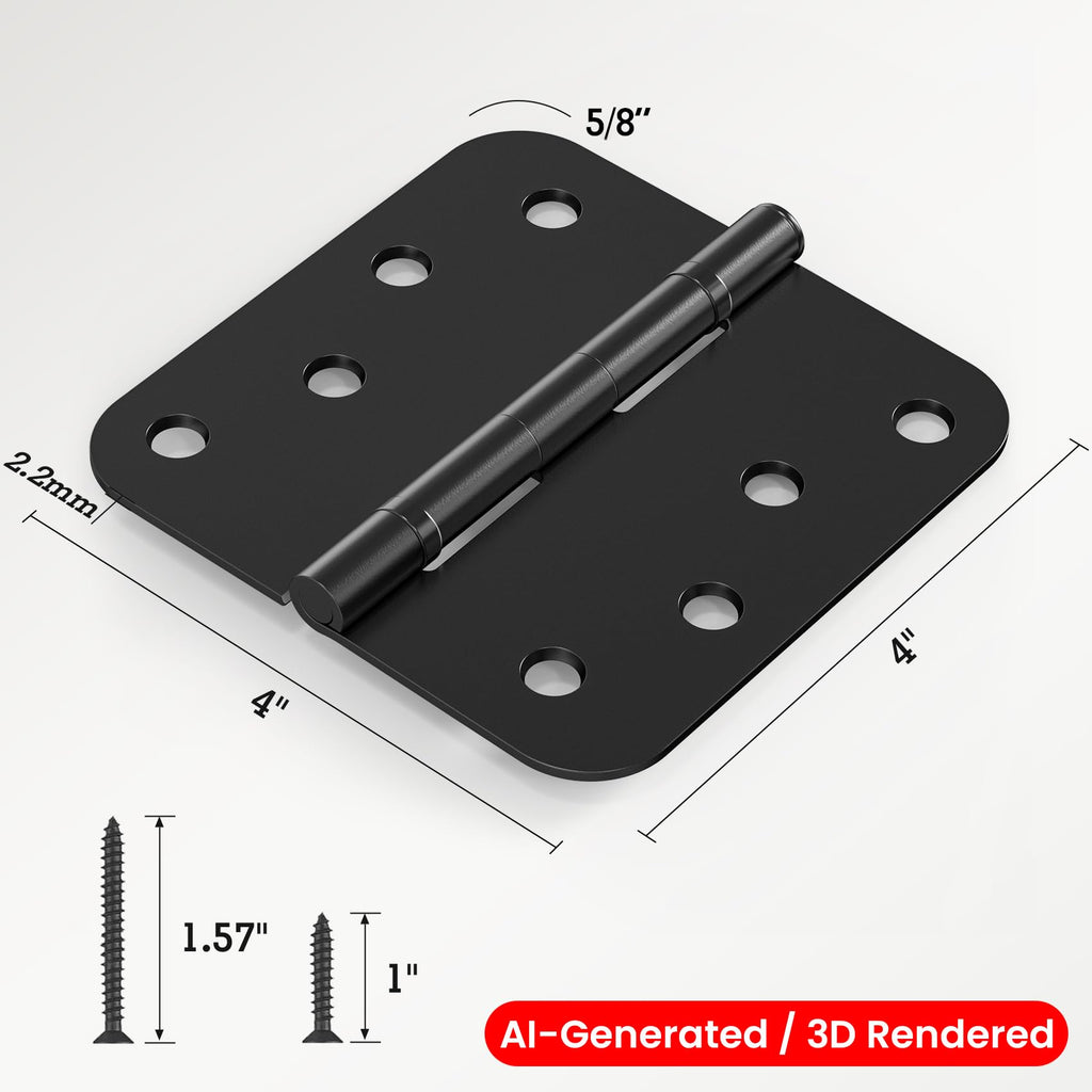 6 Pack Matte Black Door Hinges 4 Inch Lasting No Squeak 5/8"