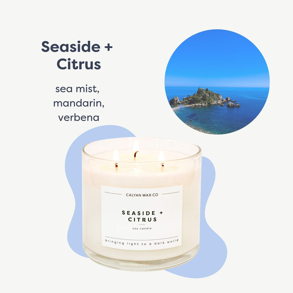 Seaside & Citrus 3 Wick Scented Candle - 43 Hour Burn