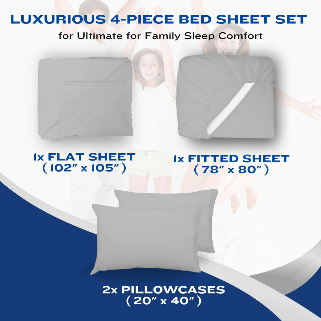 Sheet Set, 4pcs Twin XL - Extra Deep, Cooling Microfiber, Luxury Hotel Bed Sheets with Side Pocket, L. Gray