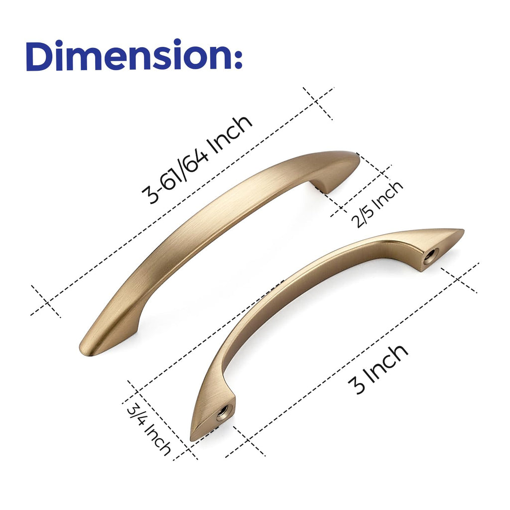 Champagne Bronze Kitchen Cabinet Handles Drawer Pull 3 Inch 5 Pack
