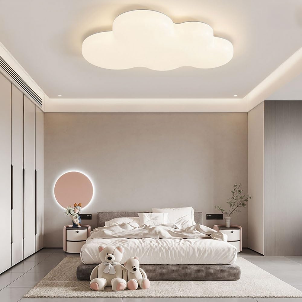 Cloud Ceiling Light LED Ceiling Lamp, Flush Mount Light Fixture, 60cm 58W Color Changeable LED, Milk White PE
