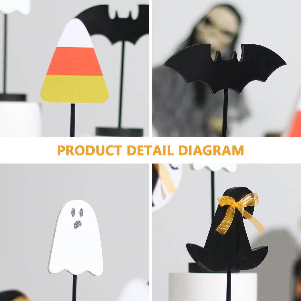 Wooden Halloween Tabletop Decorations Indoor Centerpieces - Set of 6