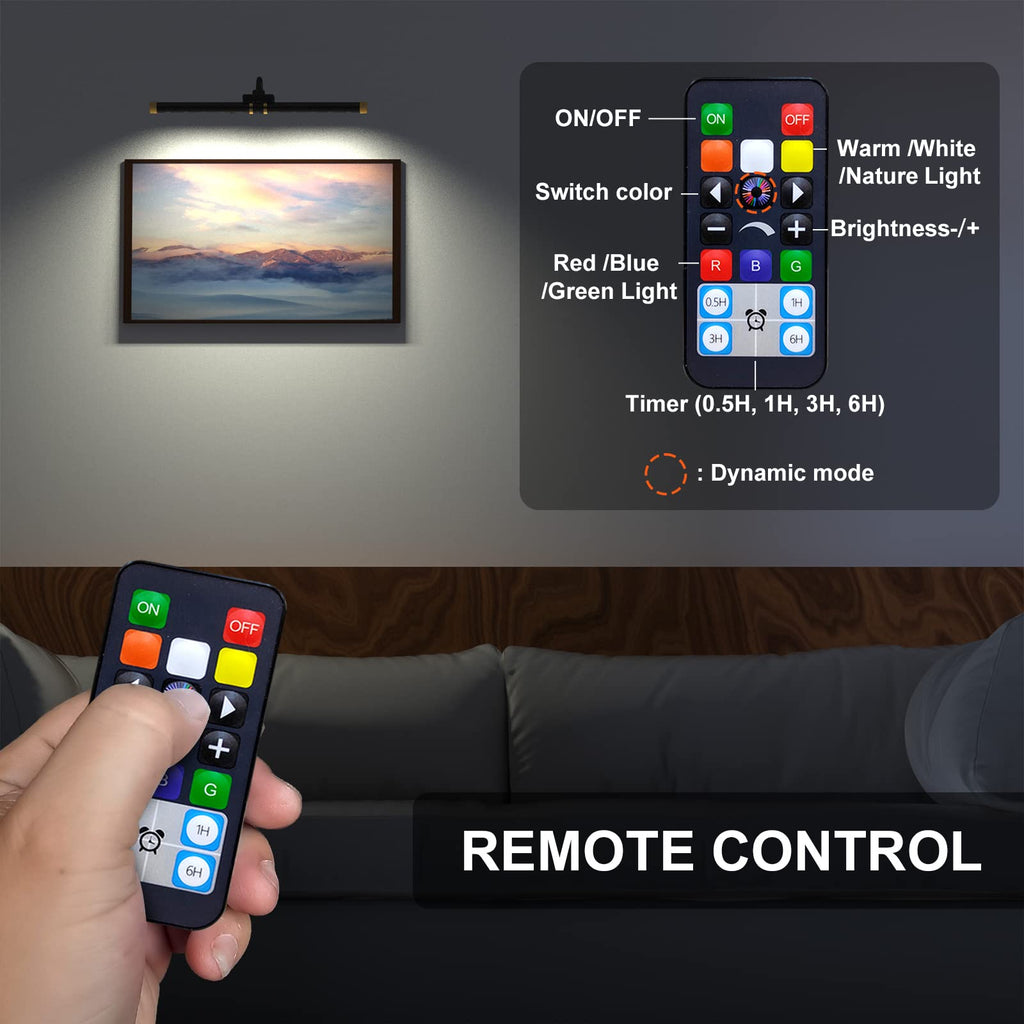 Picture Light with Remote, Led Accent Light Painting Plug in, Magnetic Art Lighting Rotatable, Dart Board Light RGB