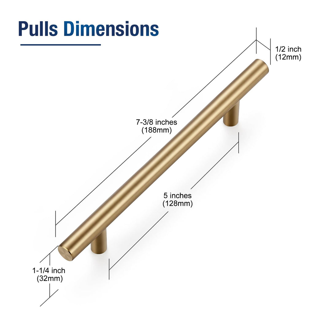 Champagne Bronze Cabinet Pulls Drawer Pulls, 5 Inch CC, 25 Pack