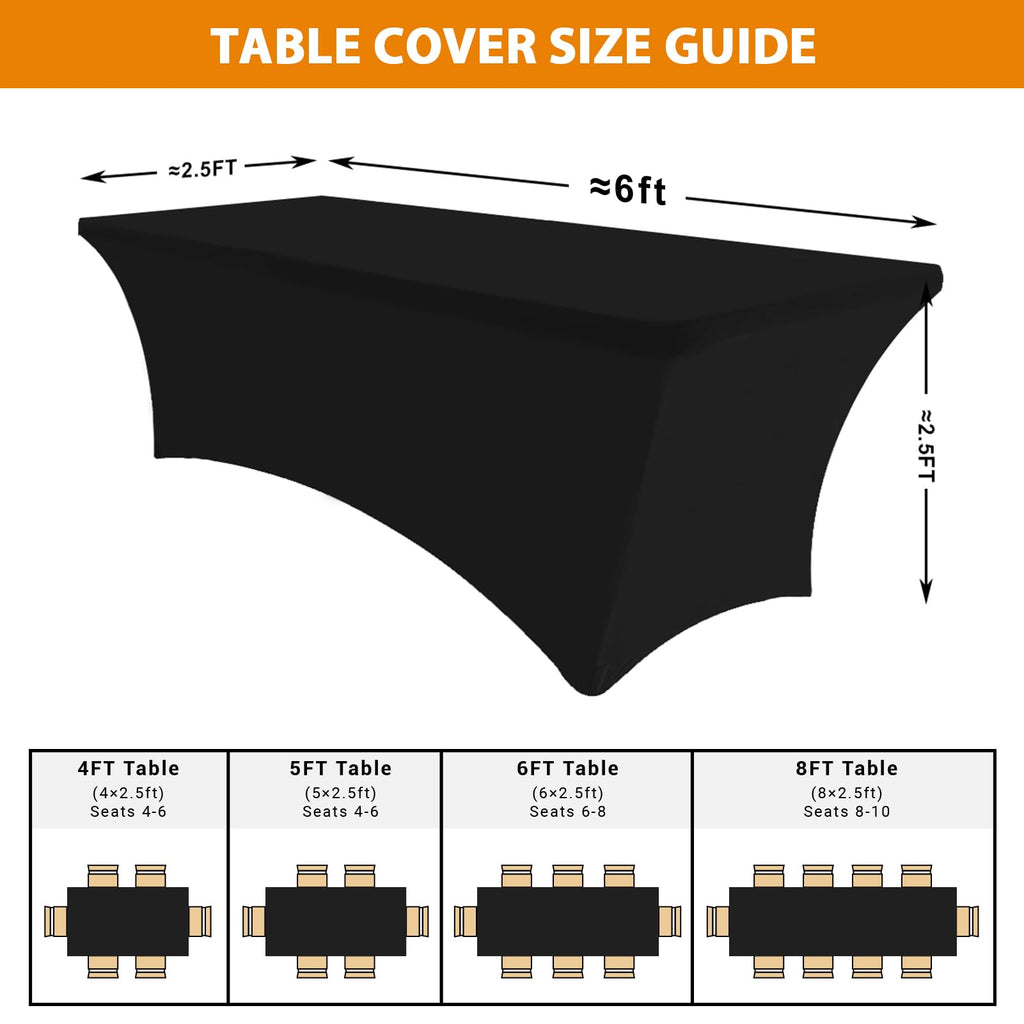USA 2-Pack Rectangular Fitted Spandex Table Covers 6ft Tablecloth Wedding Event Patio Table Decorations Stretch Table