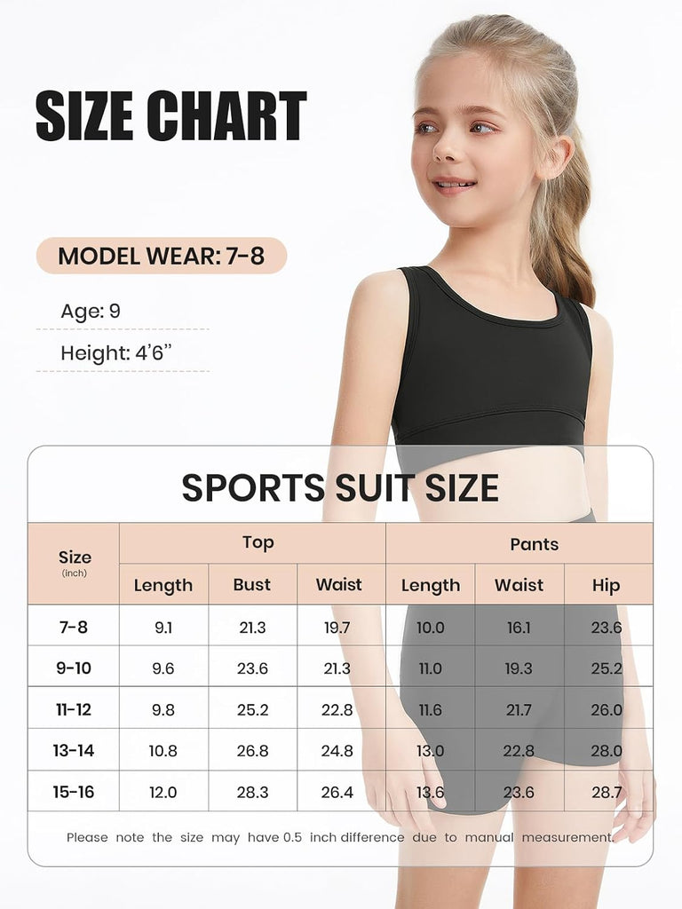 Big Girls' Workout Set, Crop Tank Top and Shorts