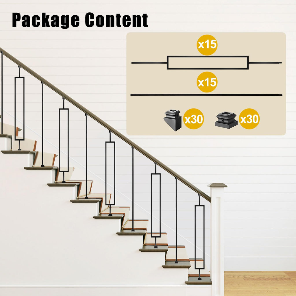 Iron Balusters for Staircases, 30 Pack Wrought Iron Baluster, Metal Stair Baluster Stair Spindles, Staircase