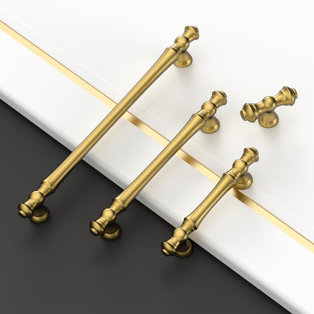 10 Pack Vibrant Brushed Moderne Brass Cabinet Pulls Heavy-Duty Solid Kitchen Cabinet Knobs Drawer Hardware s Cabinets