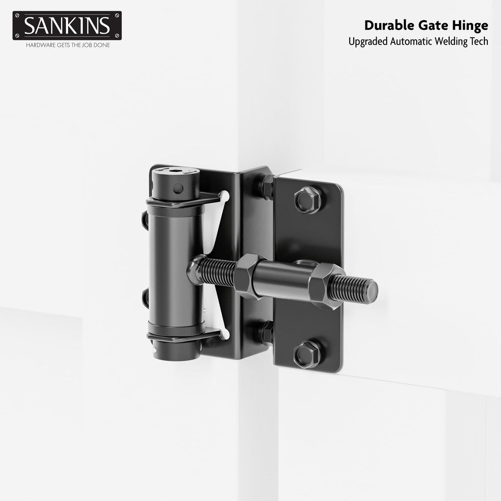 Heavy-Duty Self-Closing Gate Hinges, 90-Degree Adjustable Heavy-Duty Gate Hinges for Metal/PVC/Vinyl/Wood Fences