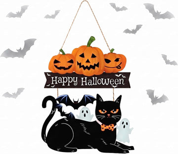 Halloween Decoration: Ghost Wood Door Sign, Spooky Wreath for Wall Decor