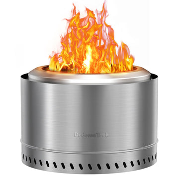 Smokeless Fire Pit with Travel Bag, Portable Outdoor Wood Burning Fireplace, 19 Inch Stainless Steel