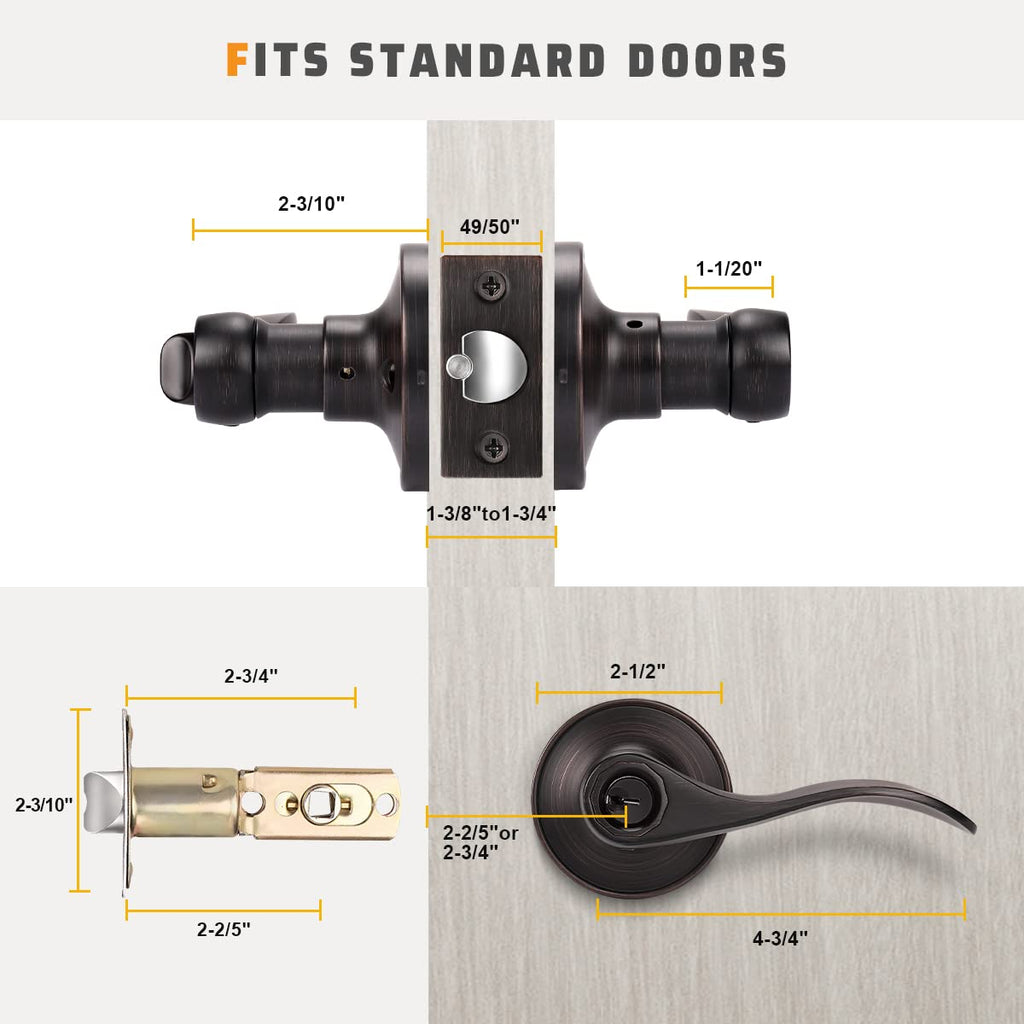 5 Pack Front Entry Door Handle Lock Set Drop Style Door Levers Keyed Entry Door Lock/Door Leverset Lockset for