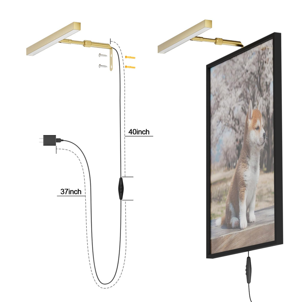 4W Plug in Picture Light for Paintings with Remote Control, 12" LED Art Display Lighting for Gallery, Dartboard