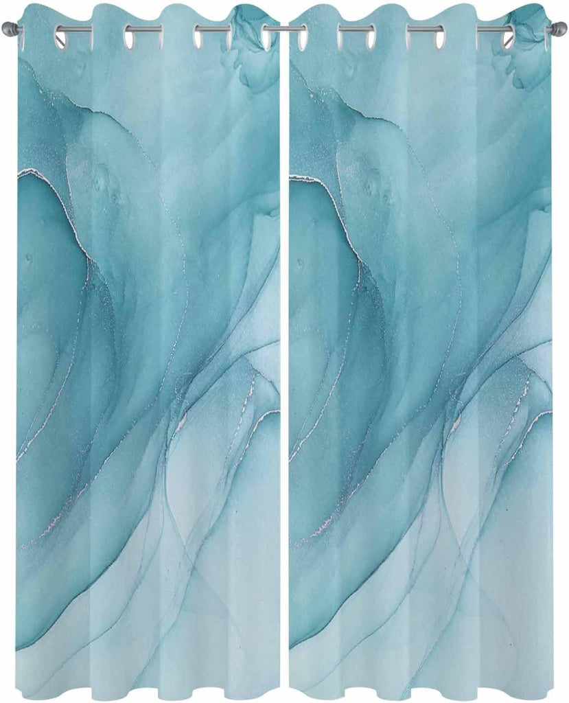 Outdoor Curtains Waterproof, Marble Texture Privacy Screen Outdoor Front Porch Decor, Grommet Outside Curtains for