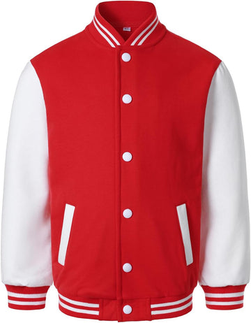Kids Varsity Jackets Girls Boys Letterman Baseball Jacket Lightweight Bomber Coat School Outwear with Pocket