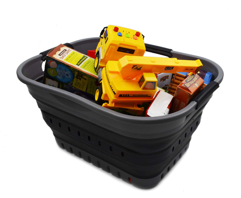 19L (5 gallon) Collapsible Super Mini 3 Handled Plastic Laundry Basket - Foldable Pop Up Storage Container/Organizer