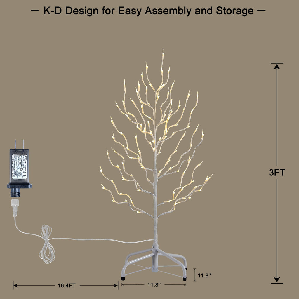 Lighted Twig Tree 3FT LED Artificial Tree for Decoration Inside and Outside Home Patio Wedding Festival Christmas