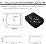 Black Vessel Sink,Rectangle 19"x15" Bathroom Sink Above Counter Porcelain Ceramic Small Sink Bowl Ceramic Vessel Sinks