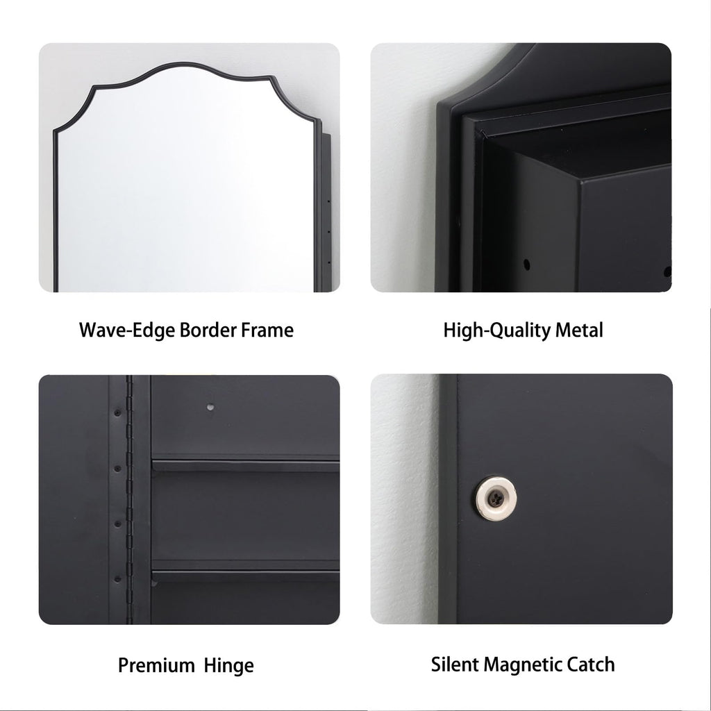 24"x36" Wood Frame Bathroom Medicine Cabinet Mirror with Storage