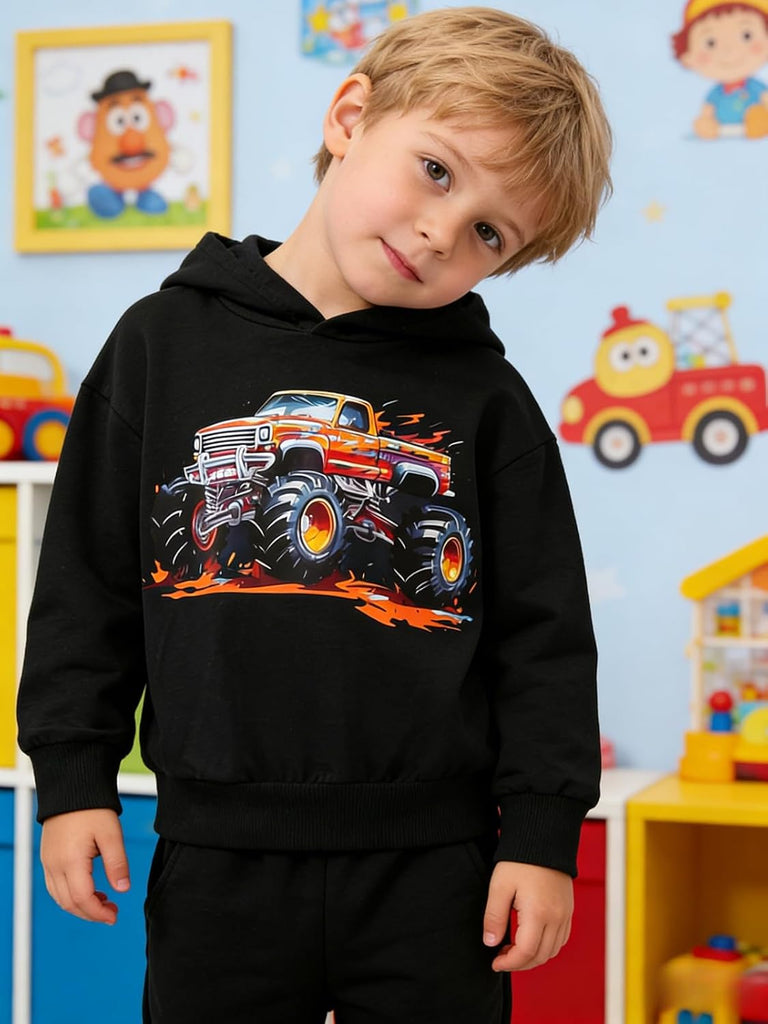Toddler Boys' Dinosaur & Truck Print Pullover Hoodie and Sweatpants Set