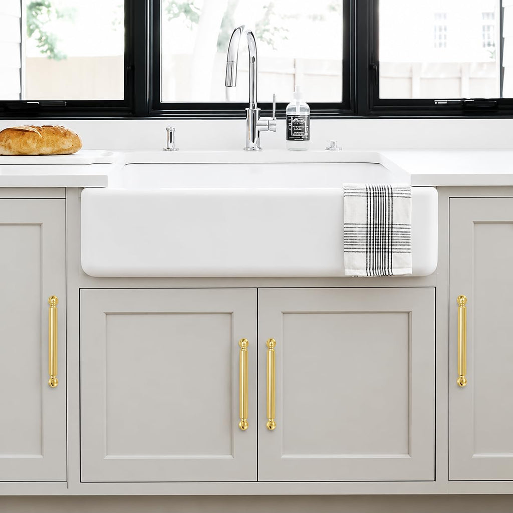 2-Pack Vibrant Brushed Brass Cabinet Pulls Modern Heavy-Duty Solid 3 Inch(76mm) Hole Center Drawer Pulls Cabinet
