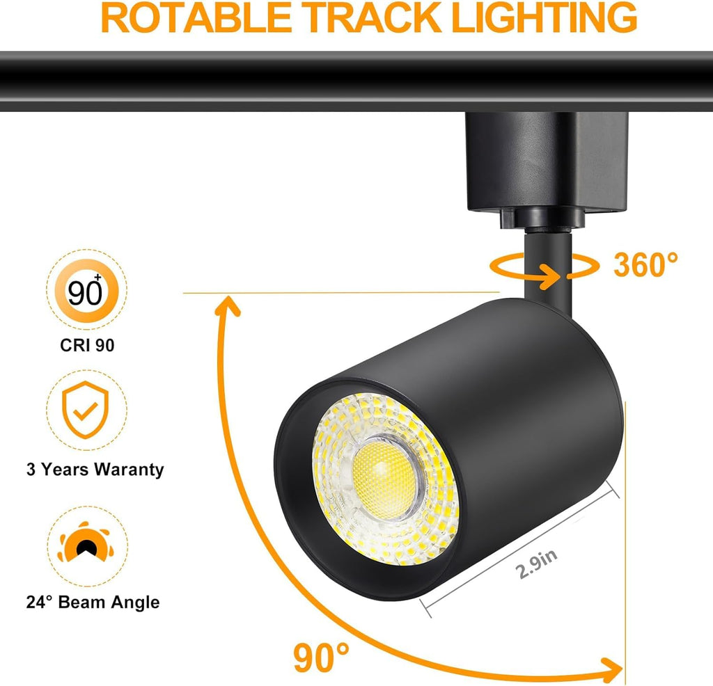 L Type LED Track Lighting Heads Dimmable 10W 3000K, 8 Pack, Black