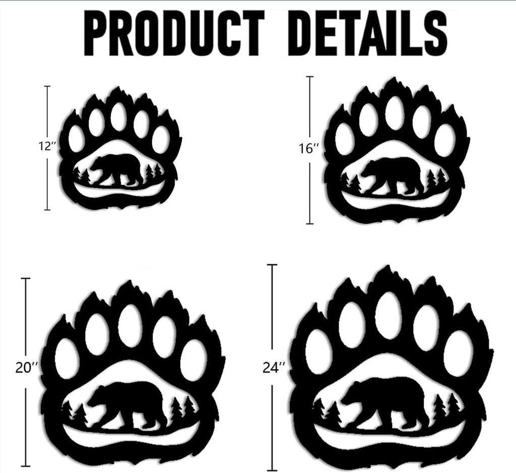 Bear Paw Forest Silhouette Metal Wall Art Decor Outdoor Decor Metal Signs Rustic Farmhouse Style Stunning Wall Decor