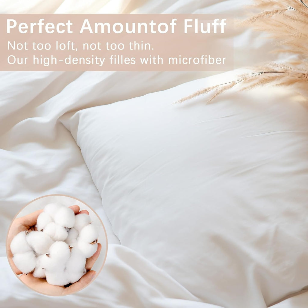 Throw Pillows Insert, White 18x18in Pillow Inserts with 100% Cotton Cover,Bed and Couch Decorative Stuffer - Set of 2