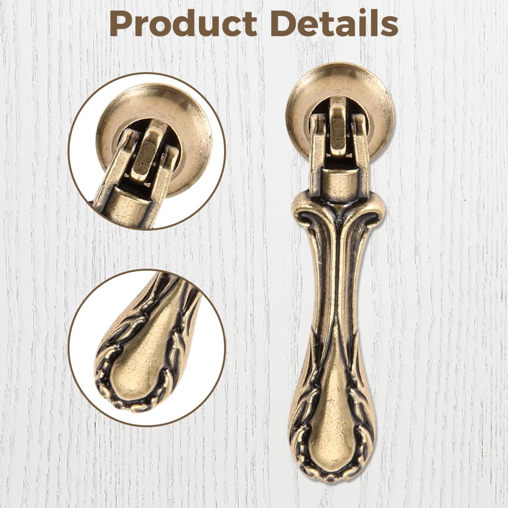 4Pcs Bronze Antique Teardrop Carved Pendant Pulls with Screws