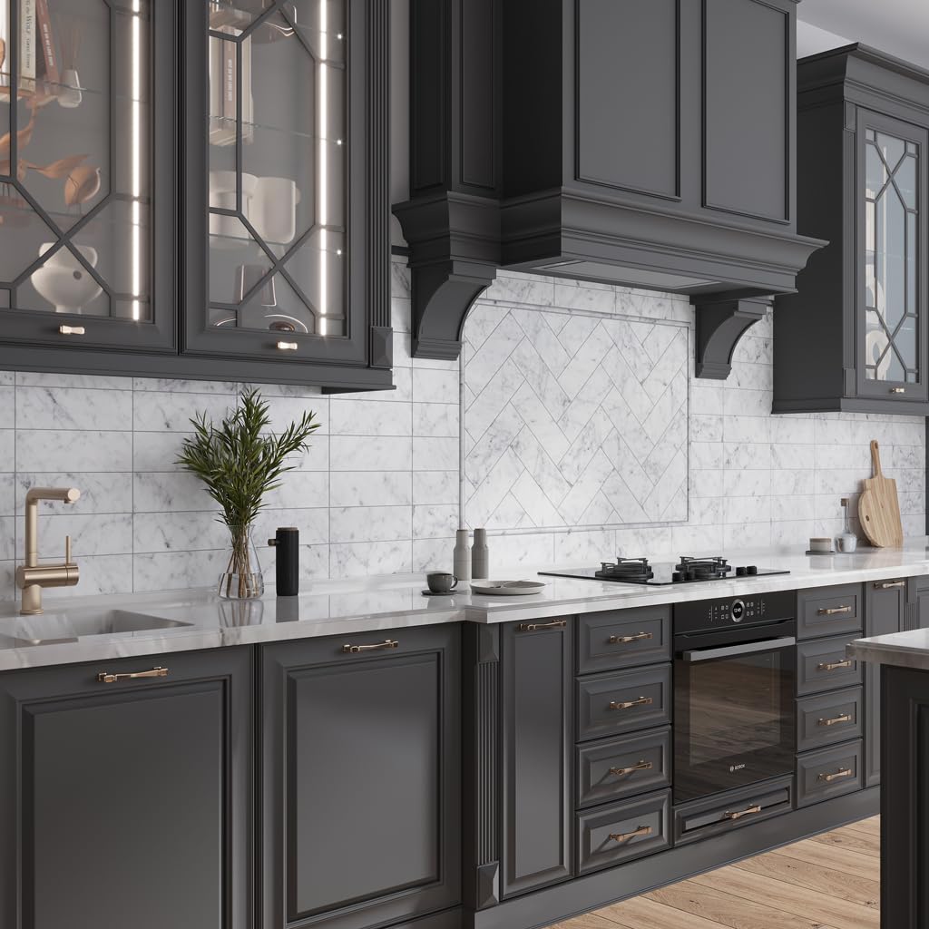 Subway Carrara Marble Tile Gray and White 4x12 Honed 5 sq ft/case 15-Pack