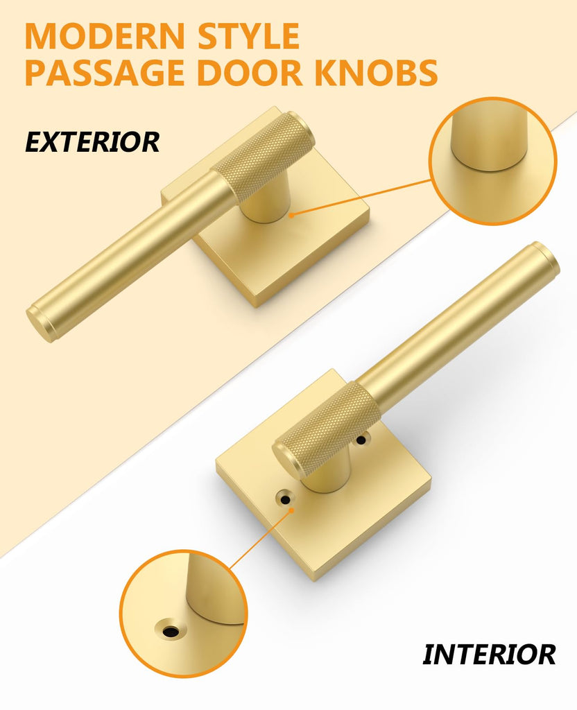 1 Pack Gold Passage Interior Door Handles
