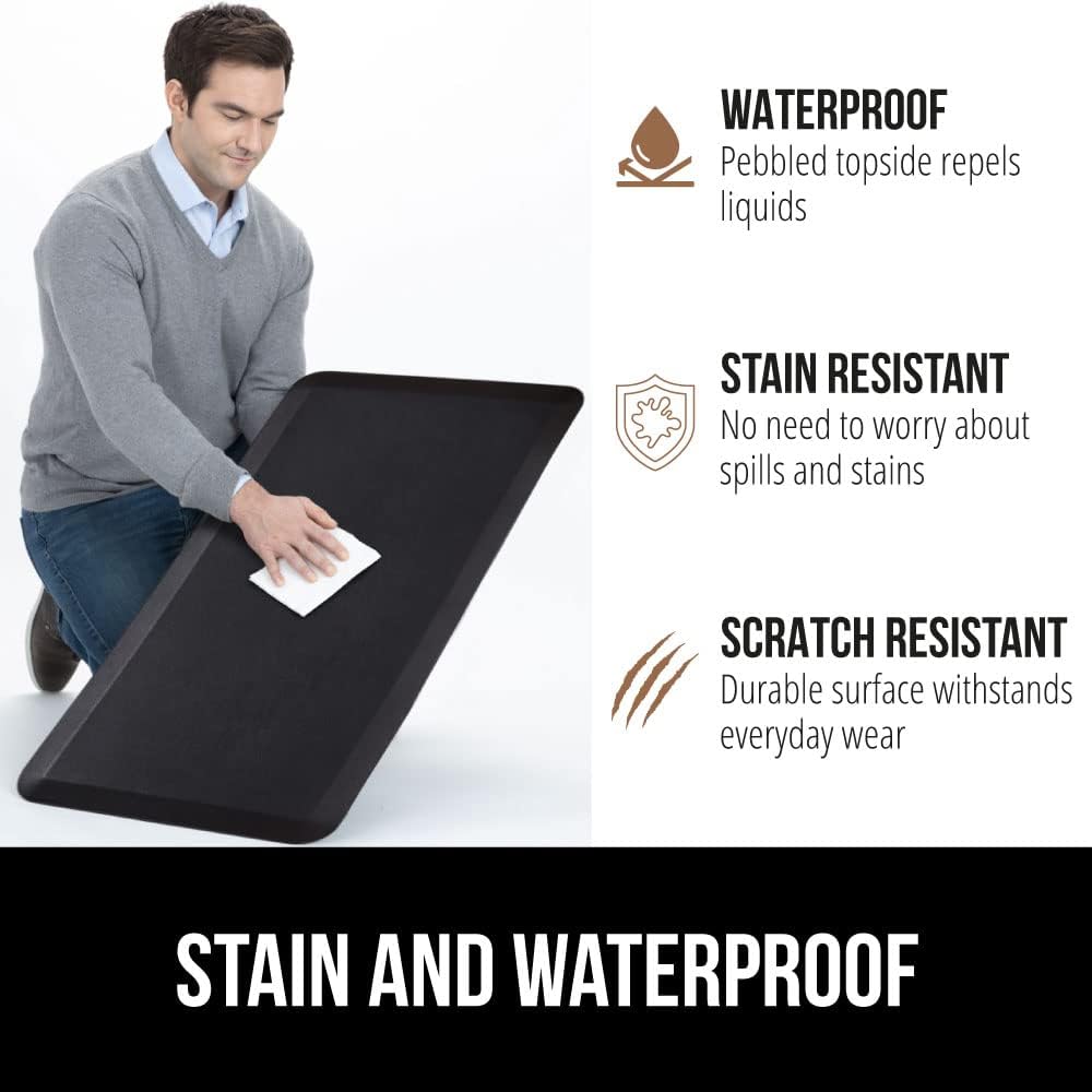 Comfortable Cushioned Kitchen Mats for Floor, Waterproof Stain Resistant Top, 3/4 Inch Thick Ergonomic Standing Desk