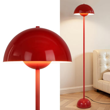 Red Floor Lamp, 66'' Industrial Standing Lamp