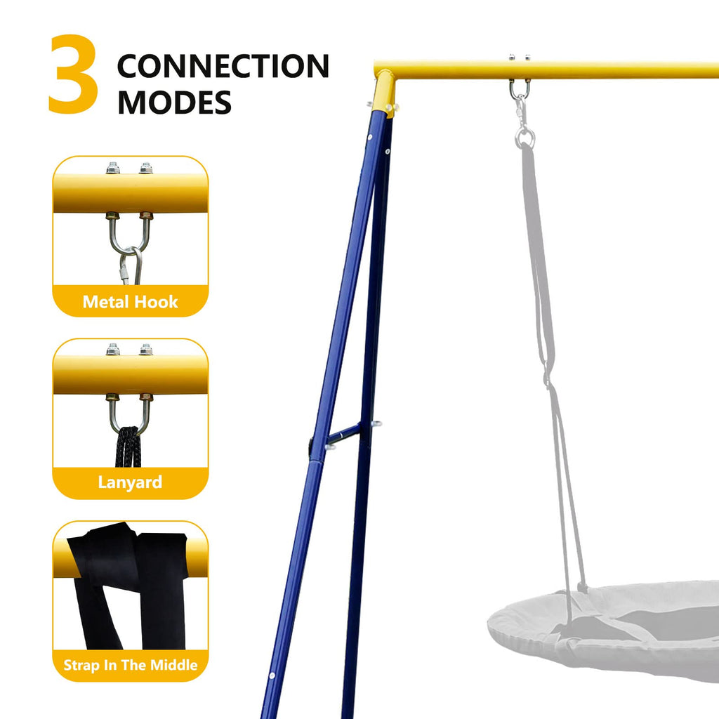43" Saucer Tree Swing Metal Frame Full Steel Swing Stand, Swing Set 71" High Textilene & Full Metal Tubes (Blue Stand)