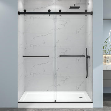 55"-60" W x 76" H Frameless Sliding Shower Door, Double Sliding Shower Door, 5/16"(8mm) Clear Tempered Glass