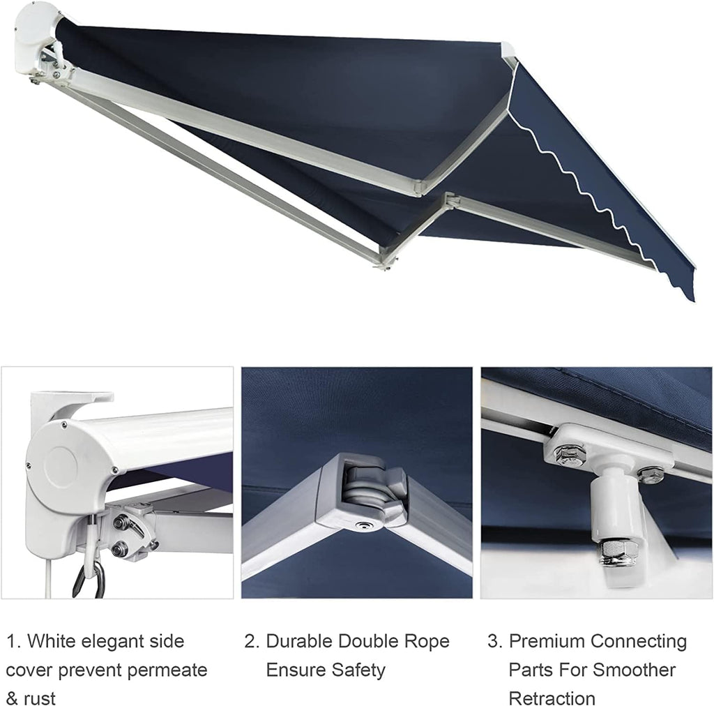 12'x10' Patio Awning Retractable, Fully Assembled Motorized Electric Commercial Grade - Quality 100% Dope-Dyed