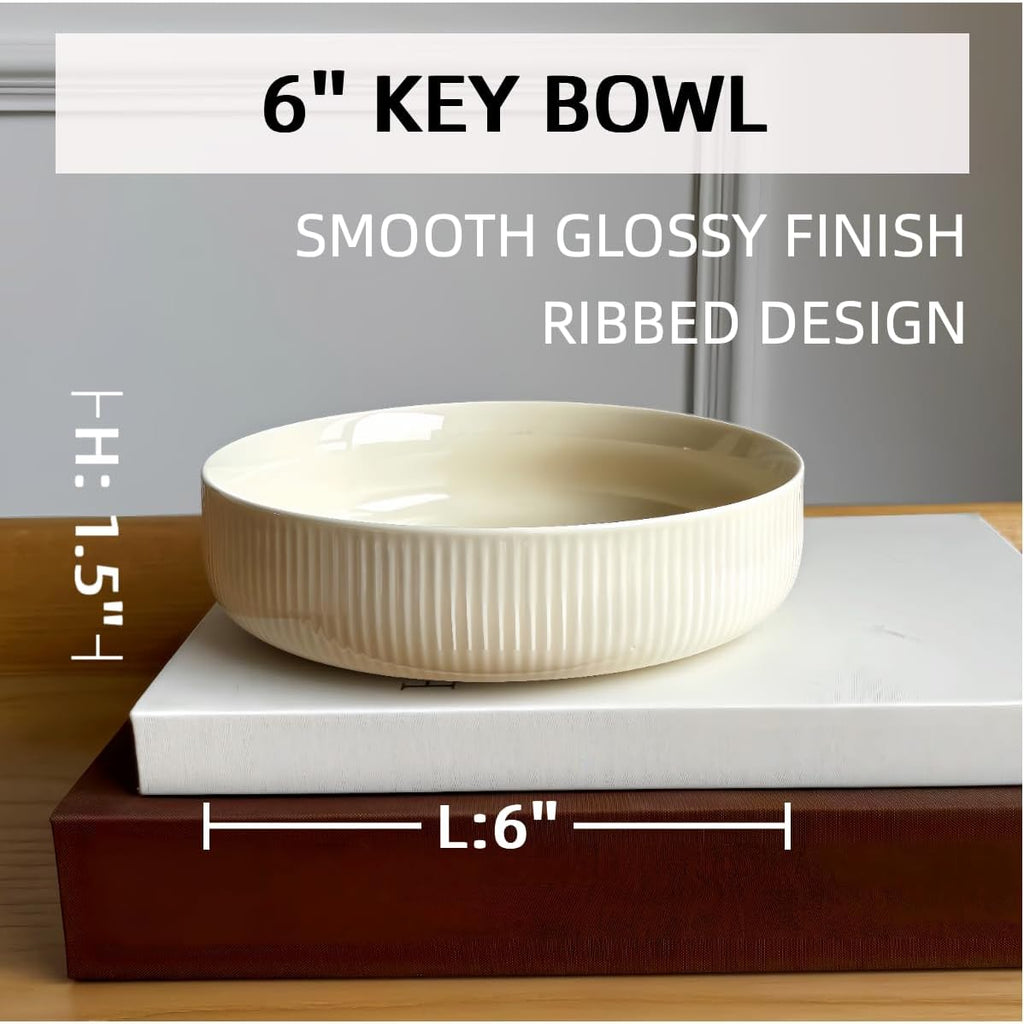 6'' Key Bowl, Purse Bowl - Small Decorative Bowl, Soft Beige