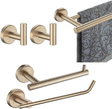Bathroom Hardware Set, 5-Piece Bath Accessories Set Champagne Bronze Wall Mount Includes 24 in Towel Bar, 9 in HT