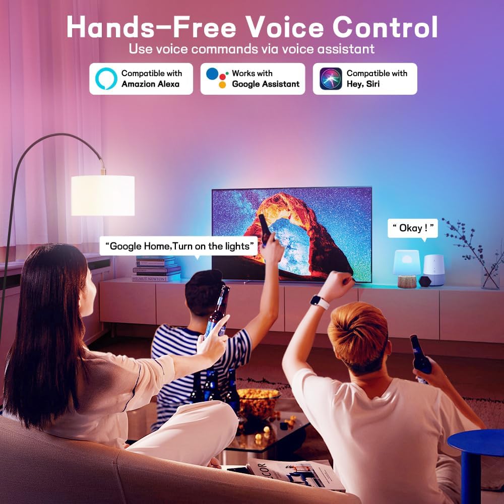 Smart WiFi Bluetooth LED Light Bulbs A19 RGBWW Dimmable Color Changing 800LM 16 Million Colors Music Sync Compatible