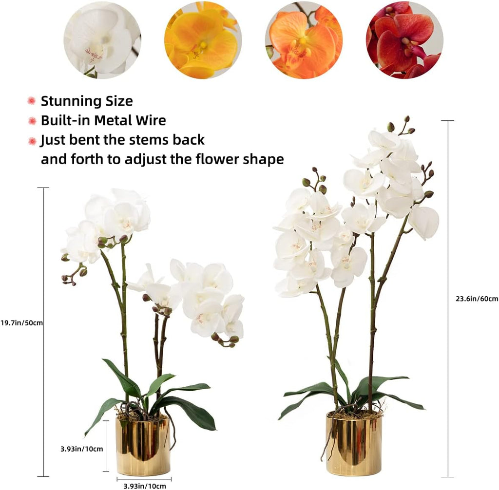 Artificial Orchid Flower Plant 19.7'' Real Touch Faux Orchids in Vase