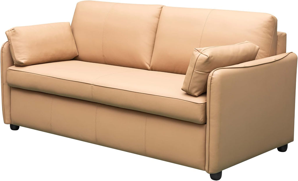 66.5" Alaric Top Grain Italian Leather Full Size Sleeper Sofa Bed with Memory Foam Mattress, Couch with Memory Foam
