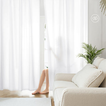 Non-See-Through White Privacy Sheer Curtains, 52 X 96 Inches Long